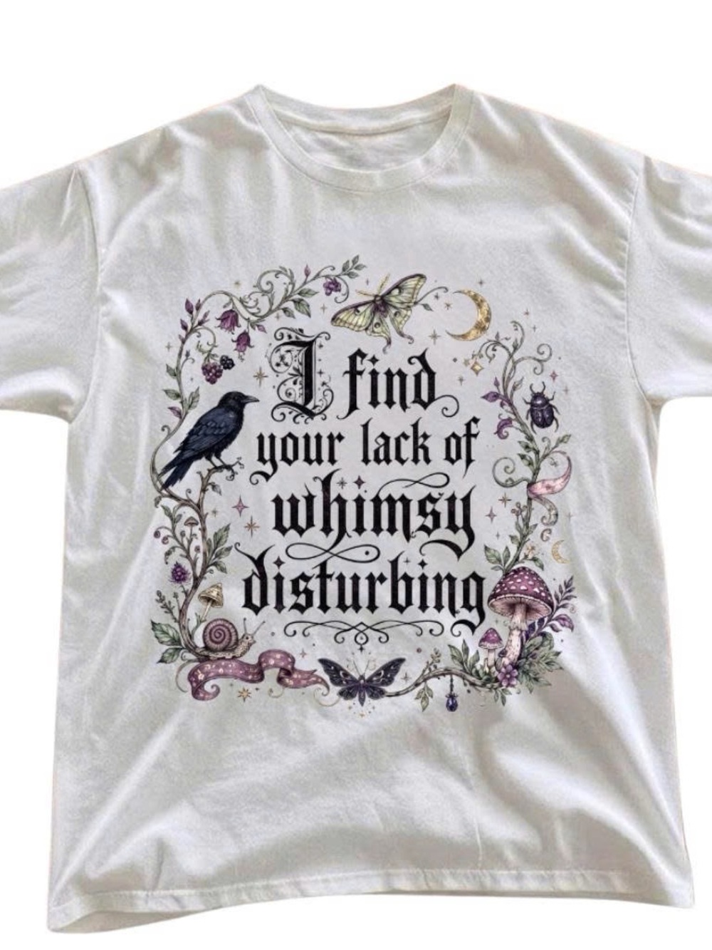 Gildan Shirt White Whimsy Disturbing Graphic Tee